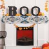 Navy Blue Boho Fireplace Mantel Scarf Cover, Orange Ethnic Tribal Bohemian Mandala Floral Mantel Shelf Top Scarf Runner for Christmas Halloween Thanksgiving Fall Indoor Decorations 60" L x 17" W view 4