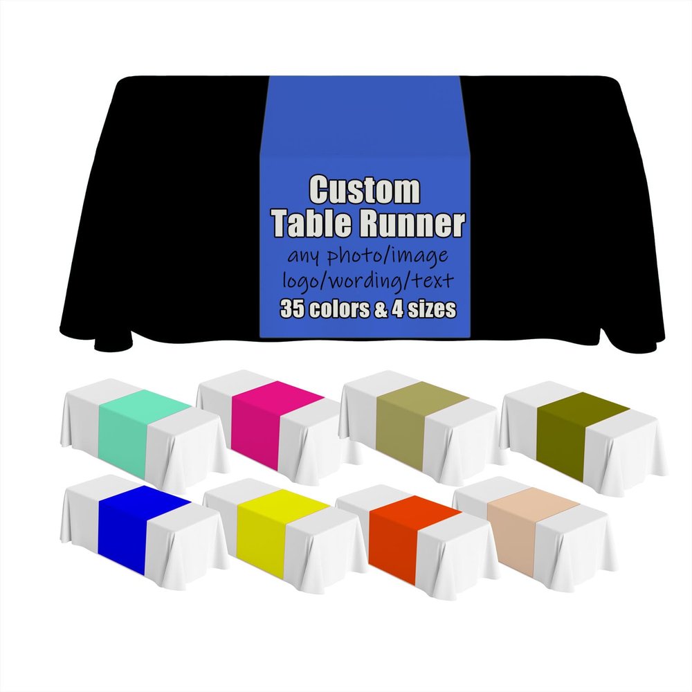 AEKSCOH Custom Table Runner with Business Logo 36x72inch- Events, Parties,Personalized Table Cover Cloth Add Your Picture Text Logo Style28