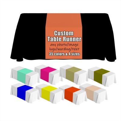 AEKSCOH Personalized Table Runner with Business Logo 30x72inch Custom Trade Show Runner for 6Ft Table,Table Banner 13x72inch for Party Wedding Tradeshow Events Style05