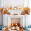 Fall Thanksgiving Orange Pumpkin Fireplace Mantel Scarf Cover, Autumn Grape Corn Maple Leaf Mantel Shelf Top Scarf Runner for Christmas Halloween Thanksgiving Fall Indoor Decorations 70" L x 17" W view 2