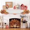 Fall Thanksgiving Orange Pumpkin Fireplace Mantel Scarf Cover, Autumn Grape Corn Maple Leaf Mantel Shelf Top Scarf Runner for Christmas Halloween Thanksgiving Fall Indoor Decorations 70" L x 17" W view 3