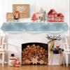 Coastal Blue Coral Fireplace Mantel Scarf Cover, Ocean Starfish Conch Sea Jellyfish Stripes Mantel Shelf Top Scarf Runner for Christmas Halloween Thanksgiving Fall Indoor Decorations 60" L x 17" W view 3