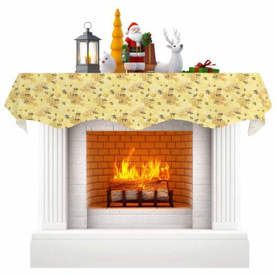 Falaniique Yellow Bee Fireplace Mantel Scarf Cover, Honey Farmhouse Summer Spring Watercolor Mantel Shelf Top Scarf Runner for Christmas Halloween Thanksgiving Fall Indoor Decorations 60" L x 17" W