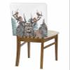 4 Packs Christmas Dining Chair Back Cover,Forest Winter Snowy Deer Scene Bird Xmas Tree Decorative Kitchen Dinner Chair Seat Covers Washable Chair Slip Covers,Removable Slipcovers for Dinning Room view 2