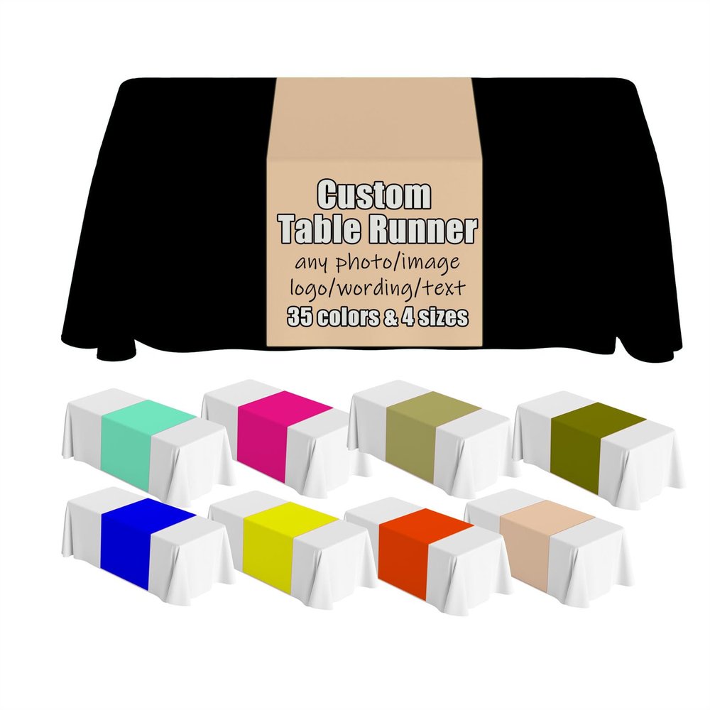 AEKSCOH Custom Table Runner with Business Logo 30x72inch- Events, Parties,Personalized Table Cover Cloth Add Your Picture Text Logo Style13
