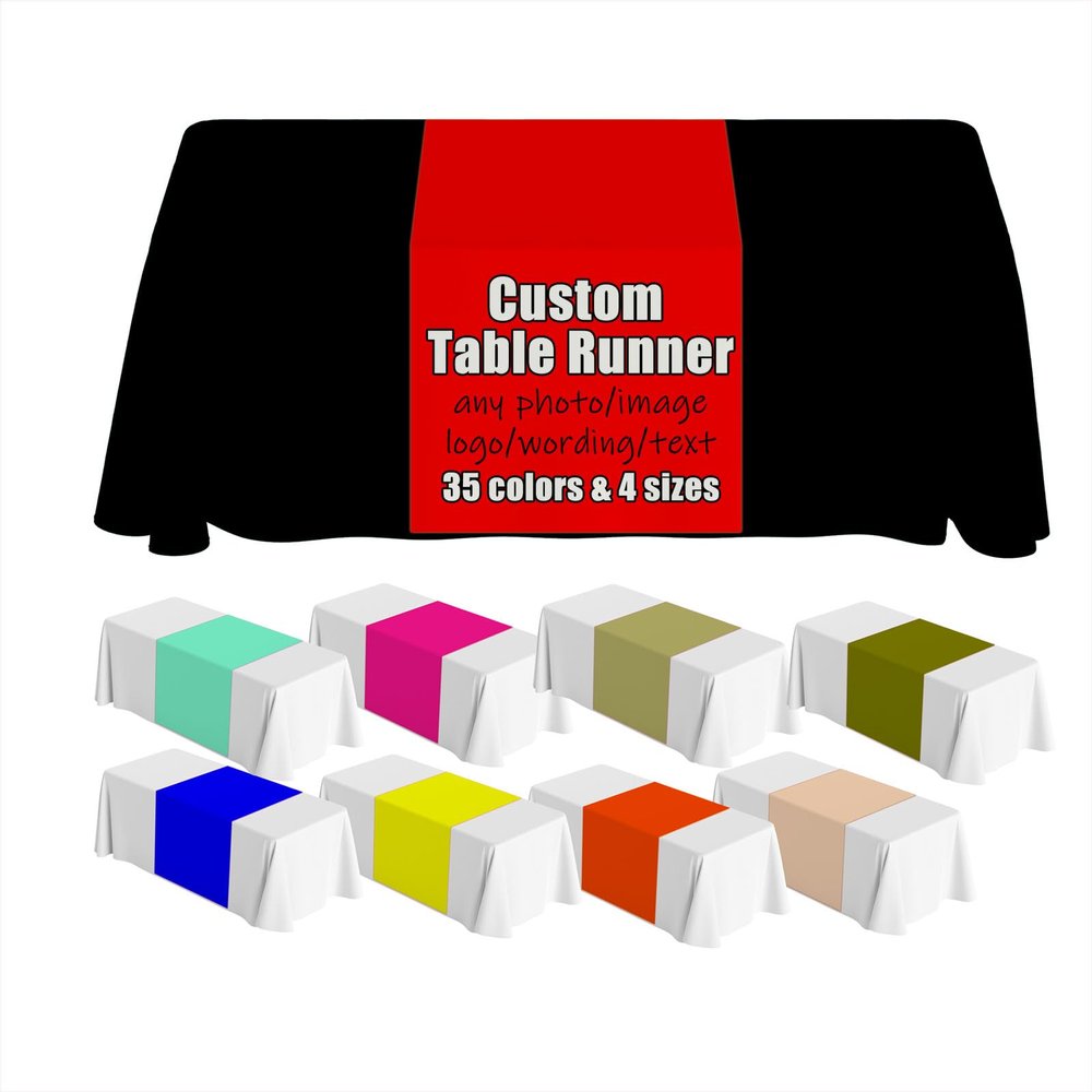 AEKSCOH Custom Table Runner with Business Logo 36x72inch- Events, Parties,Personalized Table Cover Cloth Add Your Picture Text Logo Style27