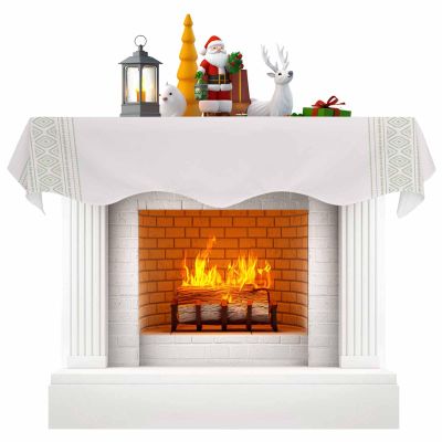 Falaniique Boho Sage Green Fireplace Mantel Scarf Cover, Vintage Country Geometric Striped Mantel Shelf Top Scarf Runner for Christmas Halloween Thanksgiving Fall Indoor Decorations 60" L x 17" W
