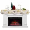 Yellow Flower Fireplace Mantel Scarf Cover, Farmhouse Floral Plants Grey Botanical Mantel Shelf Top Scarf Runner for Christmas Halloween Thanksgiving Fall Indoor Decorations 70" L x 17" W view 1