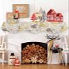 Yellow Flower Fireplace Mantel Scarf Cover, Farmhouse Floral Plants Grey Botanical Mantel Shelf Top Scarf Runner for Christmas Halloween Thanksgiving Fall Indoor Decorations 70" L x 17" W view 3