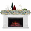 Golden Marble Fireplace Mantel Scarf Cover, Geometric Navy Blue Abstract Aesthetics Art Mantel Shelf Top Scarf Runner for Christmas Halloween Thanksgiving Fall Indoor Decorations 60" L x 17" W view 1