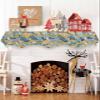 Golden Marble Fireplace Mantel Scarf Cover, Geometric Navy Blue Abstract Aesthetics Art Mantel Shelf Top Scarf Runner for Christmas Halloween Thanksgiving Fall Indoor Decorations 60" L x 17" W view 3