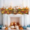 Hello Fall Fireplace Mantel Scarf Cover, Red Orange Thanksgiving Maple Leaf Animal Mantel Shelf Top Scarf Runner for Christmas Halloween Thanksgiving Fall Indoor Decorations 70" L x 17" W view 2