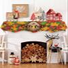 Hello Fall Fireplace Mantel Scarf Cover, Red Orange Thanksgiving Maple Leaf Animal Mantel Shelf Top Scarf Runner for Christmas Halloween Thanksgiving Fall Indoor Decorations 70" L x 17" W view 3