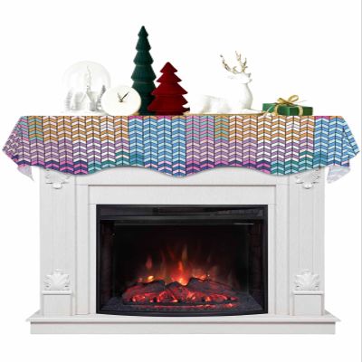 Colorful Stripes Fireplace Mantel Scarf Cover, Retro Rainbow Color Geometric Modern Mantel Shelf Top Scarf Runner for Christmas Halloween Thanksgiving Fall Indoor Decorations 60" L x 17" W