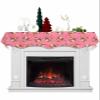 Christmas Pink Fireplace Mantel Scarf Cover, Santa Claus Reindeer Golden Snowflakes Mantel Shelf Top Scarf Runner for Christmas Halloween Thanksgiving Fall Indoor Decorations 60" L x 17" W view 1