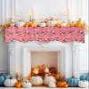 Christmas Pink Fireplace Mantel Scarf Cover, Santa Claus Reindeer Golden Snowflakes Mantel Shelf Top Scarf Runner for Christmas Halloween Thanksgiving Fall Indoor Decorations 60" L x 17" W view 2