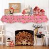 Christmas Pink Fireplace Mantel Scarf Cover, Santa Claus Reindeer Golden Snowflakes Mantel Shelf Top Scarf Runner for Christmas Halloween Thanksgiving Fall Indoor Decorations 60" L x 17" W view 3