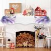 Purple Lavender Butterfly Fireplace Mantel Scarf Cover, Contemporary Pastoral Oil Painting Mantel Shelf Top Scarf Runner for Christmas Halloween Thanksgiving Fall Indoor Decorations 70" L x 17" W view 3