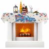 4th of July Floral Fireplace Mantel Scarf Cover, Patriotic Memorial Truck Love Star Leaves Mantel Shelf Top Scarf Runner for Christmas Halloween Thanksgiving Fall Indoor Decorations 60"L x 17"W view 1