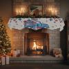 4th of July Floral Fireplace Mantel Scarf Cover, Patriotic Memorial Truck Love Star Leaves Mantel Shelf Top Scarf Runner for Christmas Halloween Thanksgiving Fall Indoor Decorations 60"L x 17"W view 4