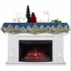Christmas Blue Fireplace Mantel Scarf Cover, Rustic Snowflake Winter Pine Tree Rabbit Mantel Shelf Top Scarf Runner for Christmas Halloween Thanksgiving Fall Indoor Decorations 60" L x 17" W view 1