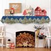 Christmas Blue Fireplace Mantel Scarf Cover, Rustic Snowflake Winter Pine Tree Rabbit Mantel Shelf Top Scarf Runner for Christmas Halloween Thanksgiving Fall Indoor Decorations 60" L x 17" W view 3