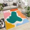 2x3 Fashion Mid-Century Geometric Area Rug for Living Room, Green Orange Pastel Blue Yellow Rug, Non-Slip Foldable Rubber Backed Washable Mat for Bedroom Entryway Hallway Porch Classroom view 2