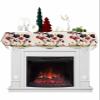Fall Funny Cow Fireplace Mantel Scarf Cover, Farm Animal Flower Leaves Lattice Mantel Shelf Top Scarf Runner for Christmas Halloween Thanksgiving Fall Indoor Decorations 70" L x 17" W view 1