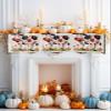 Fall Funny Cow Fireplace Mantel Scarf Cover, Farm Animal Flower Leaves Lattice Mantel Shelf Top Scarf Runner for Christmas Halloween Thanksgiving Fall Indoor Decorations 70" L x 17" W view 2