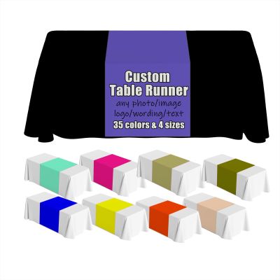 AEKSCOH Personalized Table Runner with Business Logo 24x72inch Custom Trade Show Runner for 6Ft Table,Table Banner 13x72inch for Party Wedding Tradeshow Events Style13