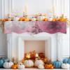 Christmas Tree Pink Fireplace Mantel Scarf Cover, Abstract Contemporary Painting Mantel Shelf Top Scarf Runner for Christmas Halloween Thanksgiving Fall Indoor Decorations 70" L x 17" W view 2
