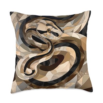 Ball Python Art - Cubism Snake Painting Wildlife Pattern Throw Pillow