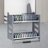 LIPJIA Kitchen Organizer High Cabinet 3-Tier Pull Down Shelf, Metal Storage Shelf, Retractable Large Capacity Shelf, Heavy Duty Organizer for Tall Kitchen/Bathroom Cabinets view 1