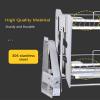 LIPJIA Kitchen Organizer High Cabinet 3-Tier Pull Down Shelf, Metal Storage Shelf, Retractable Large Capacity Shelf, Heavy Duty Organizer for Tall Kitchen/Bathroom Cabinets view 2