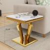 ACEDCOR Gold End Table, 22" Square Living Room End Table, Luxury Side Table with Polished Geometric Base for Home, Office view 2