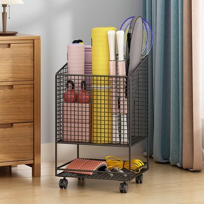 LIPJIA Kitchen Organizer Metal Rolling Storage Cart, 2 Tier Utility Cart with Lockable Wheel, Mobile Shelving Unit for Small Narrow Spaces (Color : B, Size : 38 * 28 * 55cm)