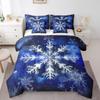 7 Pieces Kids Teens Blue Snowflake Comforter Set Full Size Geometric Snowflakes Bedding Set with Comforter,Sheet Set,Pillowcase and Sham Xmas Theme Bed Set Winter Snow Bedding for Room Decorative view 3