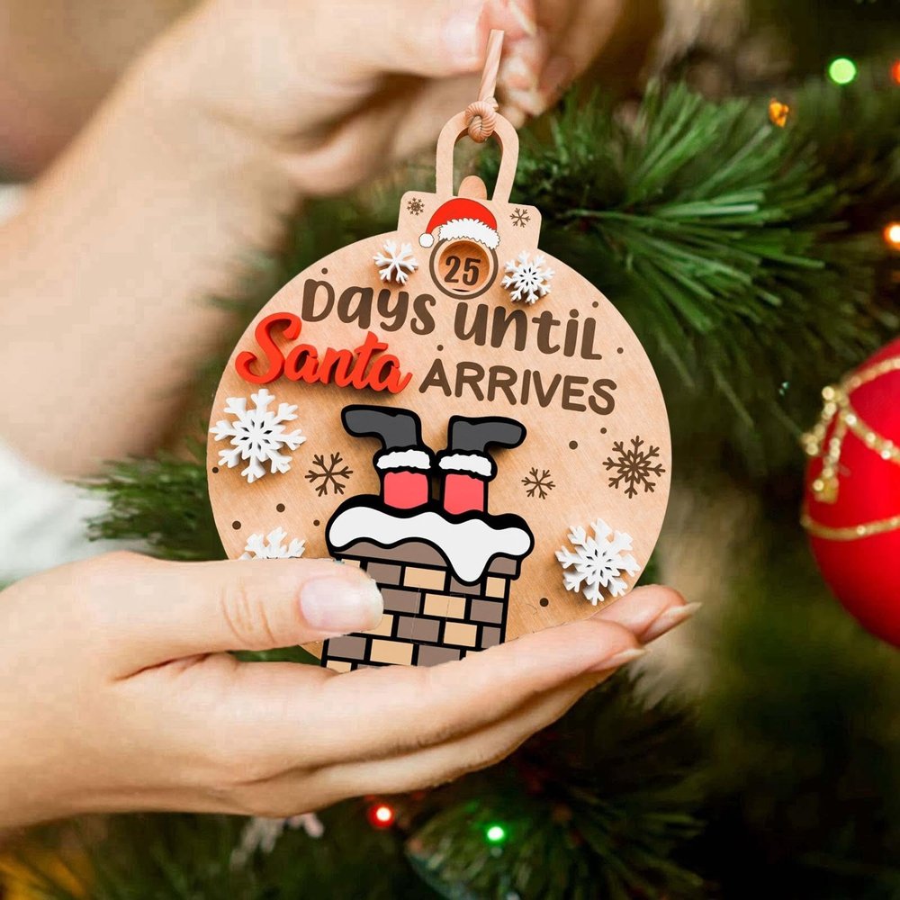 3D Countdown to Christmas Calendar for Kids. 25 Days of Christmas Countdown Advent Calendar Tree Hanging Christmas Sliding Ornament for Xmas Tree Home Decor Supplies (Style.08)