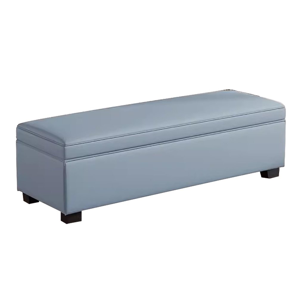 GLQDZ Storage Bench for Bedroom, Entryway Bench, Upholstered Chest Bench with Storage Space, End of Bed Bench for Living Room Bedroom(Blue,55.1in/140cm)