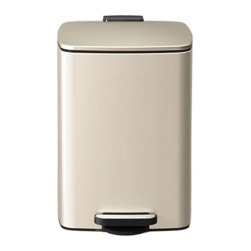Compost bin kitchen/garbage 20/30 Liter Brushed Stainless Steel Trash Can, Square Pedal Recycle Bin with Lid and Inner Buckets, Hands-Free Steel Step Garbage Can for Home Office Step trash can(Cream W