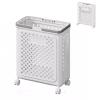 Rolling Laundry Basket, Slim Foldable Laundry Hamper With Wheels Large Capacity Mesh Dirty Clothes Basket With 2 Handles Easy To Move & Save Space(White,36 * 19 * 47cm) view 1