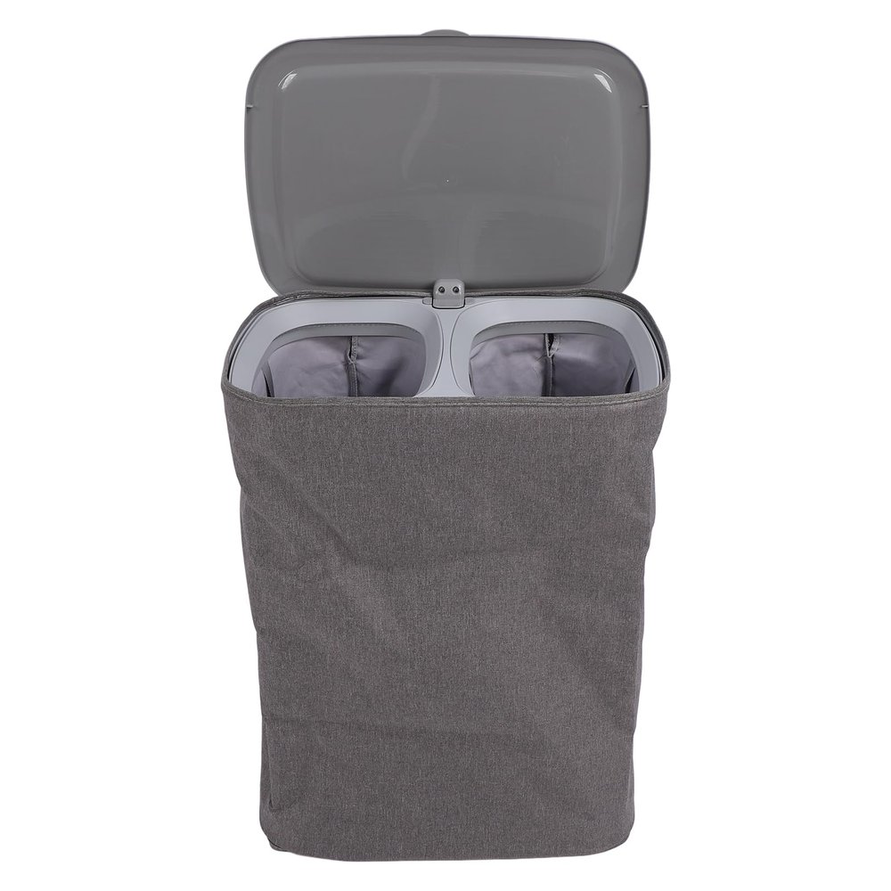 Laundry Hamper, Large Laundry Basket Double Compartment Design Clothes Hamper, Laundry Bag with Handles, Lid and Detachable Bag, Clothes Bin for Bathroom, Laundry, College (S