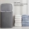 Laundry Hamper, Large Laundry Basket Double Compartment Design Clothes Hamper, Laundry Bag with Handles, Lid and Detachable Bag, Clothes Bin for Bathroom, Laundry, College (S view 2