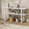 54" L Console Table with Open Shelf, Retro Elegant Console Table Sofa Table with Marble-Effect Top and Versatile Storage, Buffet Sideboard for Entryway and Living Room (Antique White,10) view 1