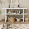 54" L Console Table with Open Shelf, Retro Elegant Console Table Sofa Table with Marble-Effect Top and Versatile Storage, Buffet Sideboard for Entryway and Living Room (Antique White,10) view 3