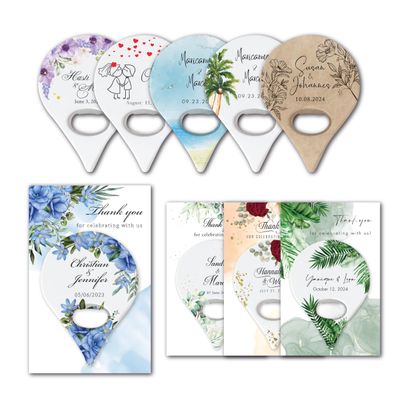 20 PCS Personalized Wedding Favors Bottle Openers - Custom Wedding Gifts for Guests with Thank You Cards, Memorable Thank You Gift for Celebrating Your Special Day (Map Pin)