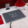 Personalized Guest Book | Elegant 14 Color Hardcover Custom Guestbook for Wedding Reception | 60 Blank Sheets for Signing - Gray Color view 3