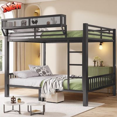 TIHWOALL Latest Upgrade & Stronger Steel Queen Over Queen Bunk Bed, Heavy Duty Thickened More Rust-Proof Metal Bunk Queen Bed with Enhanced Legs & Slats (Easier Assembly)