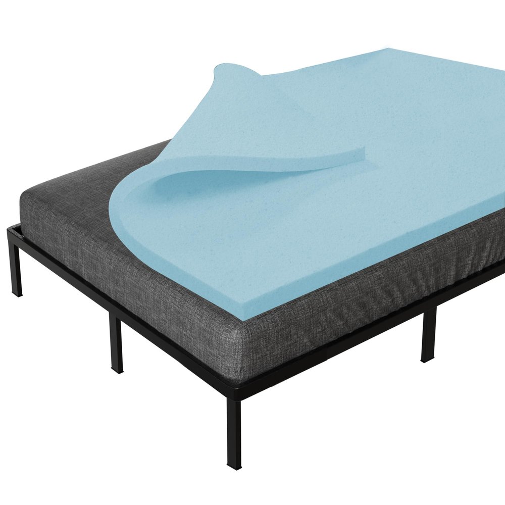Treaton, 3-Inch Gel Memory Foam Mattress Topper, CertiPUR-US Certified for Superior Comfort and Support, Full, Blue