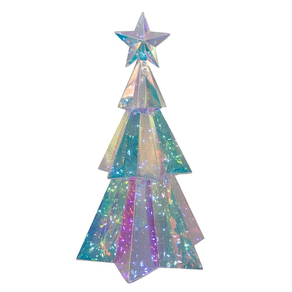 Kurt Adler 15 Inch Battery Operated 100L Clear White LED Iridescent Tree